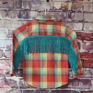 Swanky Vine Company Fringed Plaid Flannel Shirt